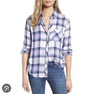 Rails Hunter Ivory Bluebell Pink Button Down